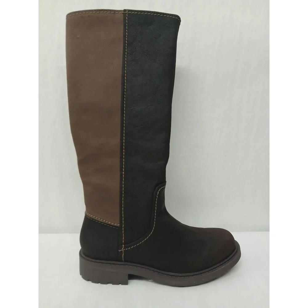 Clarks Opal Glow Brown Black Leather Riding Boots 26167833‎ Womens Size 6M